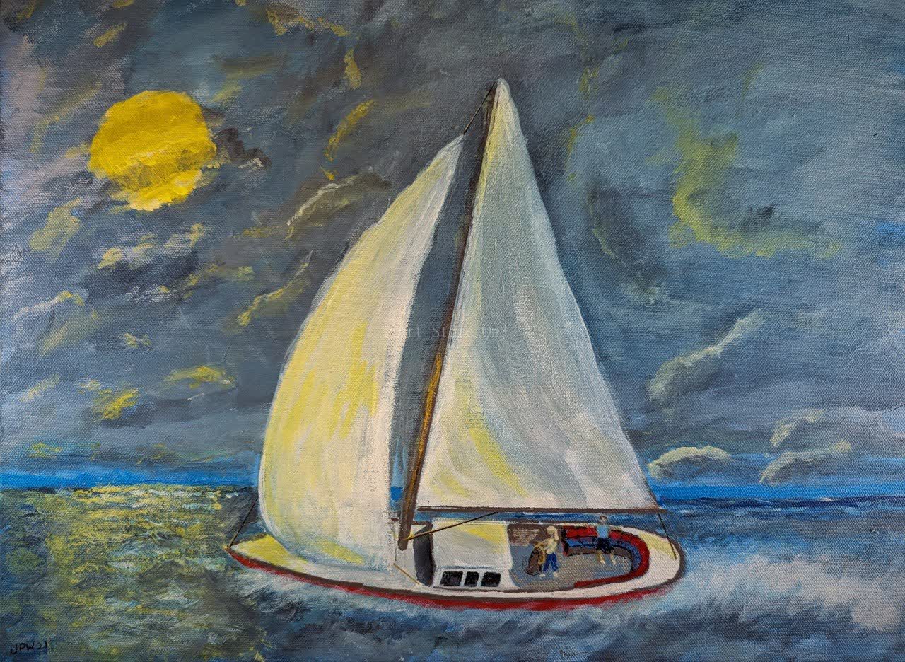 Moonlit Sail - Photography Print, 8.5x11